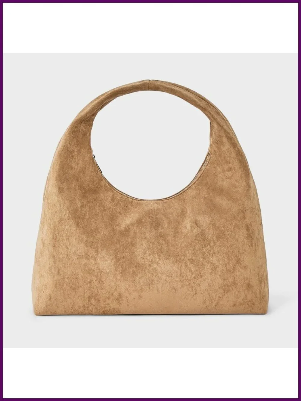 Faux Leather Soft Shoulder Bag with Zip Pocket